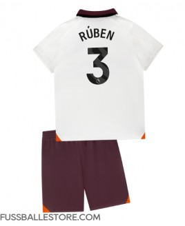 Günstige Manchester City Ruben Dias #3 Auswärts Trikotsatzt Kinder 2023-24 Kurzarm (+ Kurze Hosen)